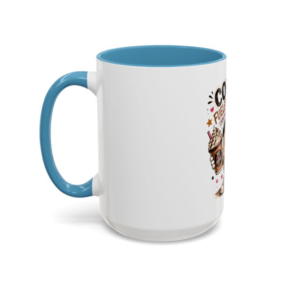 Coffee Fueled & Focused Mug — Cute Cartoon Coffee Cup Gift (11/15oz)