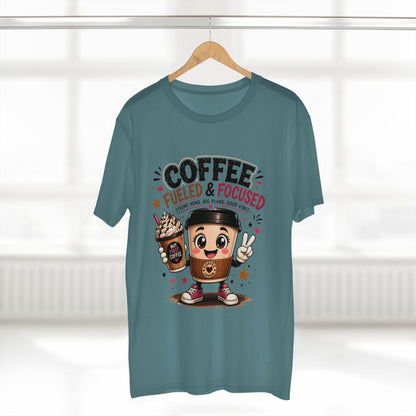 Coffee Fueled & Focused Tee — Cute Cartoon Coffee Cup Graphic Shirt