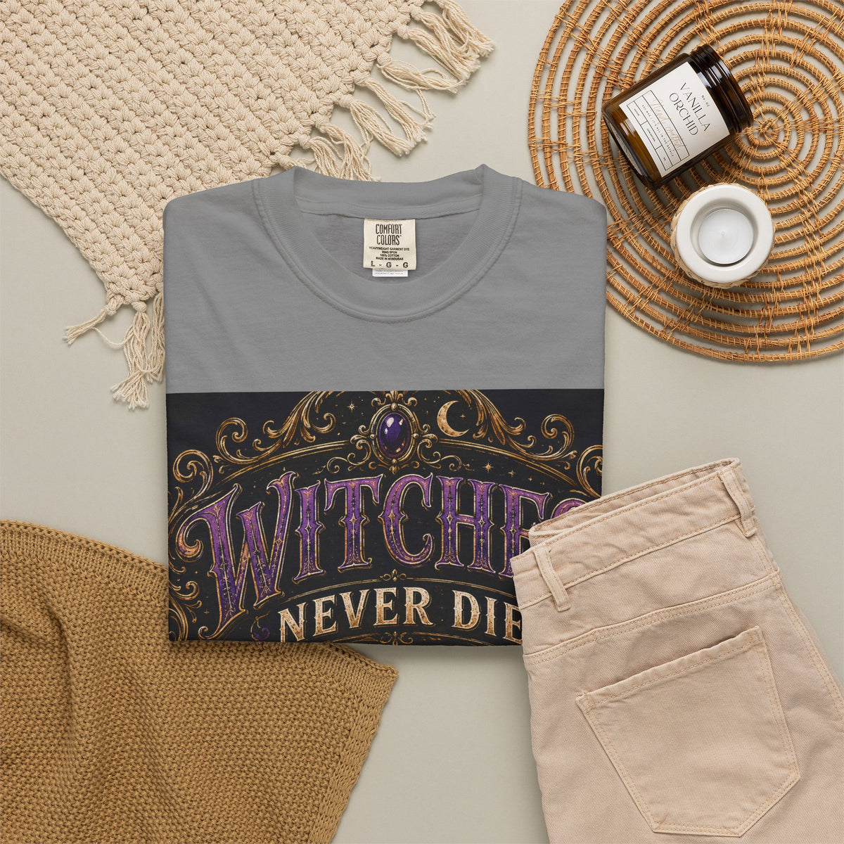 Witches Never Die T-Shirt — Gothic Witchy Graphic Tee