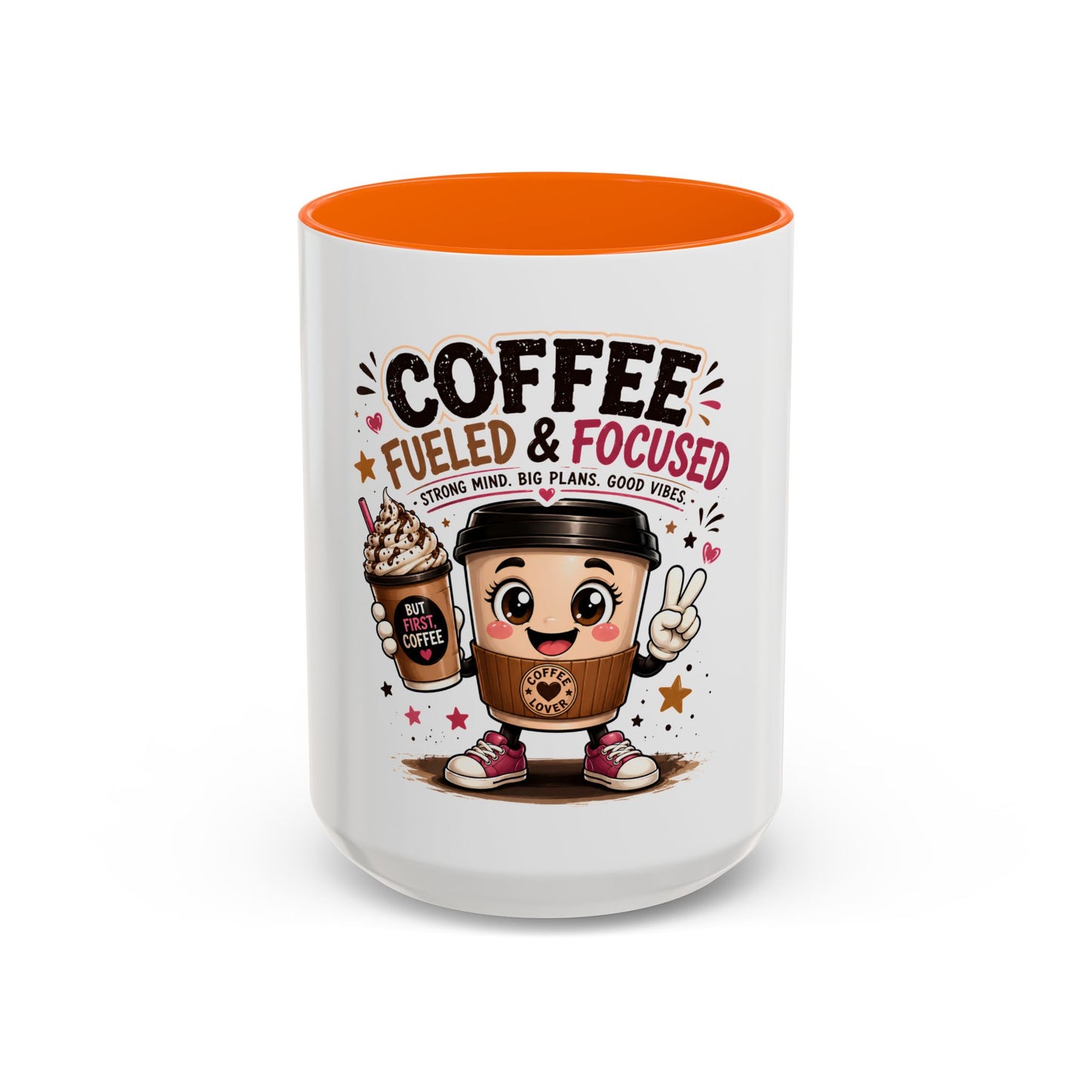 Coffee Fueled & Focused Mug — Cute Cartoon Coffee Cup Gift (11/15oz)