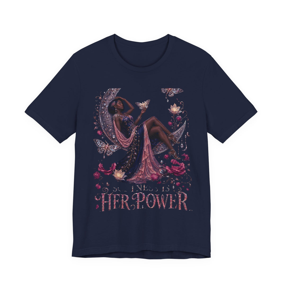 Her Power Tee — Empowering Moon Goddess Women’s Graphic T-Shirt