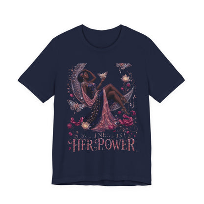 Her Power Tee — Empowering Moon Goddess Women’s Graphic T-Shirt