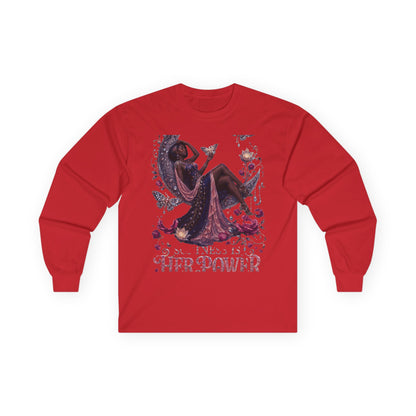 Long Sleeve Tee — 'She Is The Shadow' Gothic Floral Art Shirt