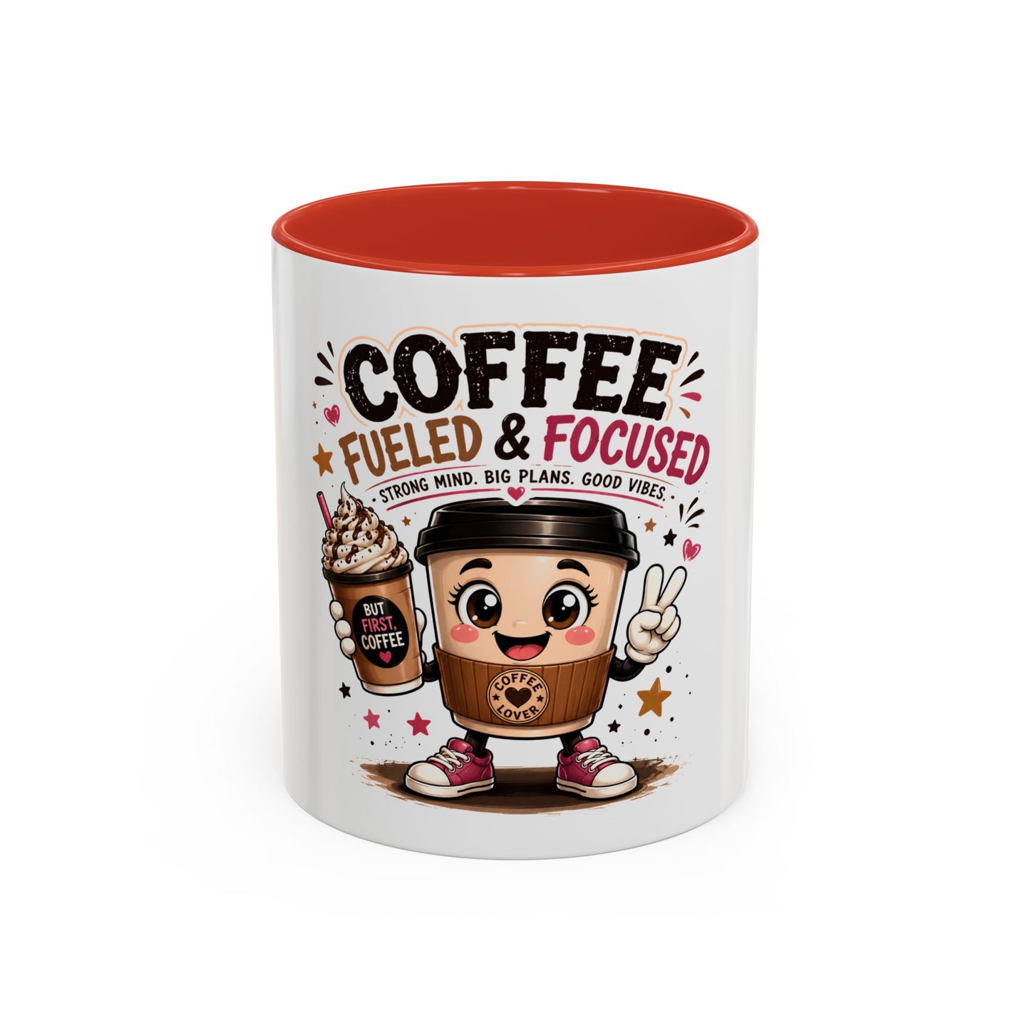 Coffee Fueled & Focused Mug — Cute Cartoon Coffee Cup Gift (11/15oz)