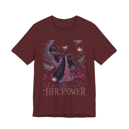Her Power Tee — Empowering Moon Goddess Women’s Graphic T-Shirt