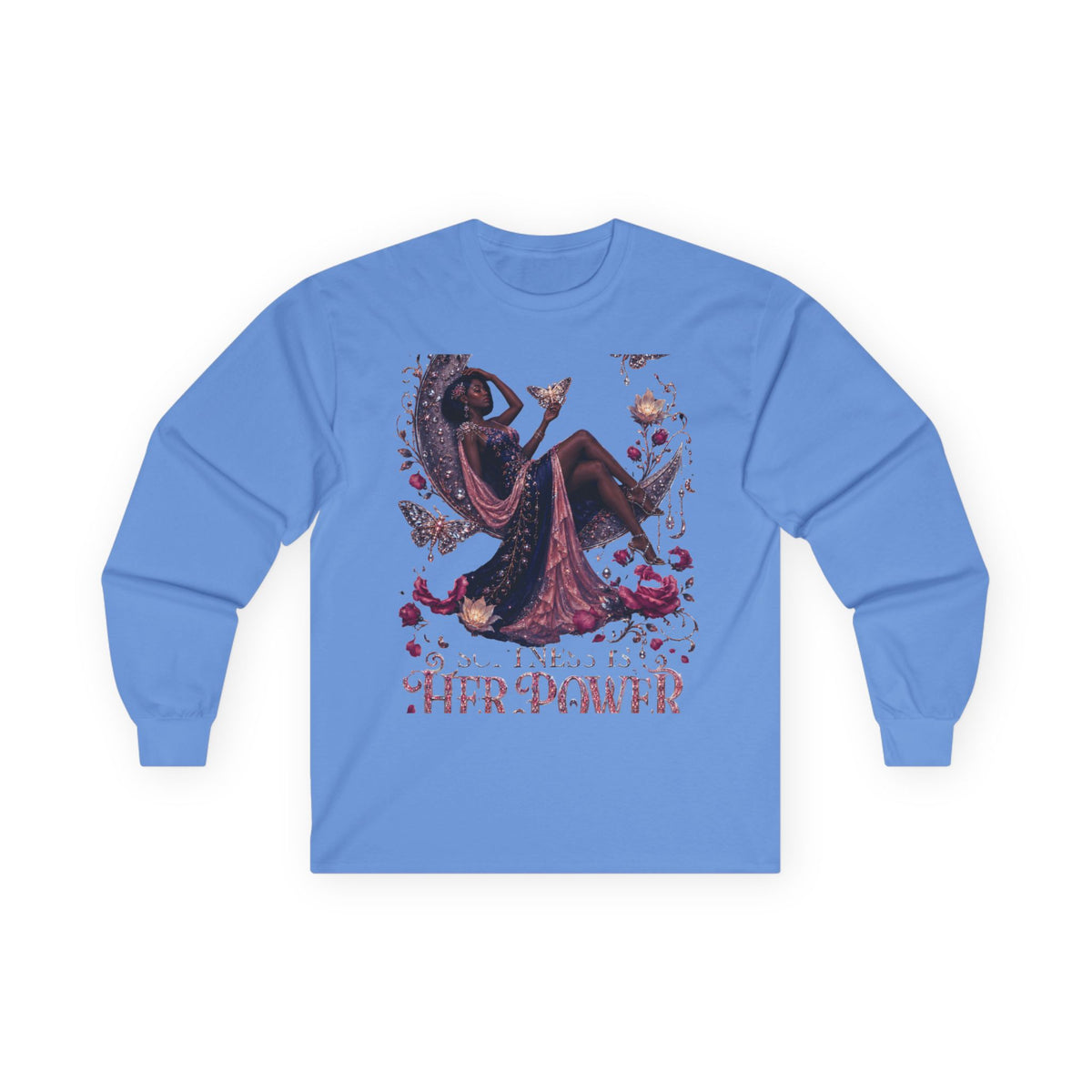 Long Sleeve Tee — 'She Is The Shadow' Gothic Floral Art Shirt