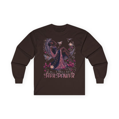 Long Sleeve Tee — 'She Is The Shadow' Gothic Floral Art Shirt