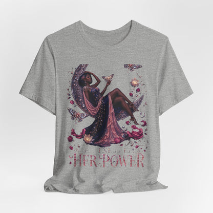 Her Power Tee — Empowering Moon Goddess Women’s Graphic T-Shirt