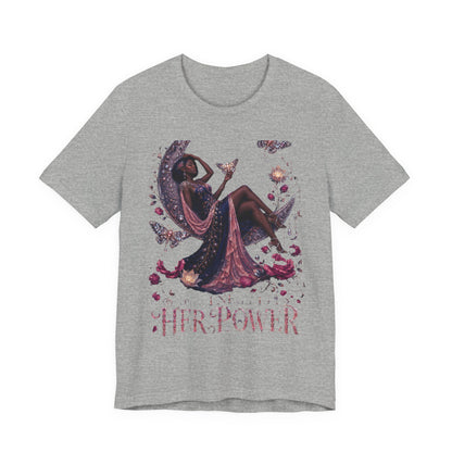 Her Power Tee — Empowering Moon Goddess Women’s Graphic T-Shirt