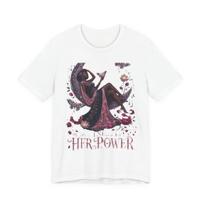 Her Power Tee — Empowering Moon Goddess Women’s Graphic T-Shirt