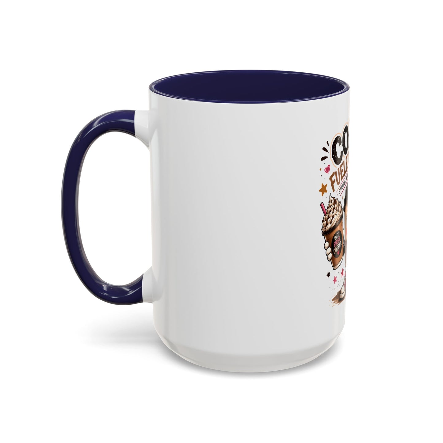 Coffee Fueled & Focused Mug — Cute Cartoon Coffee Cup Gift (11/15oz)
