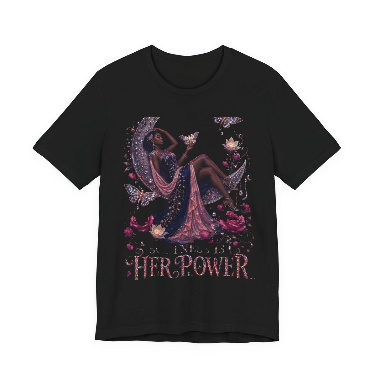 Her Power Tee — Empowering Moon Goddess Women’s Graphic T-Shirt