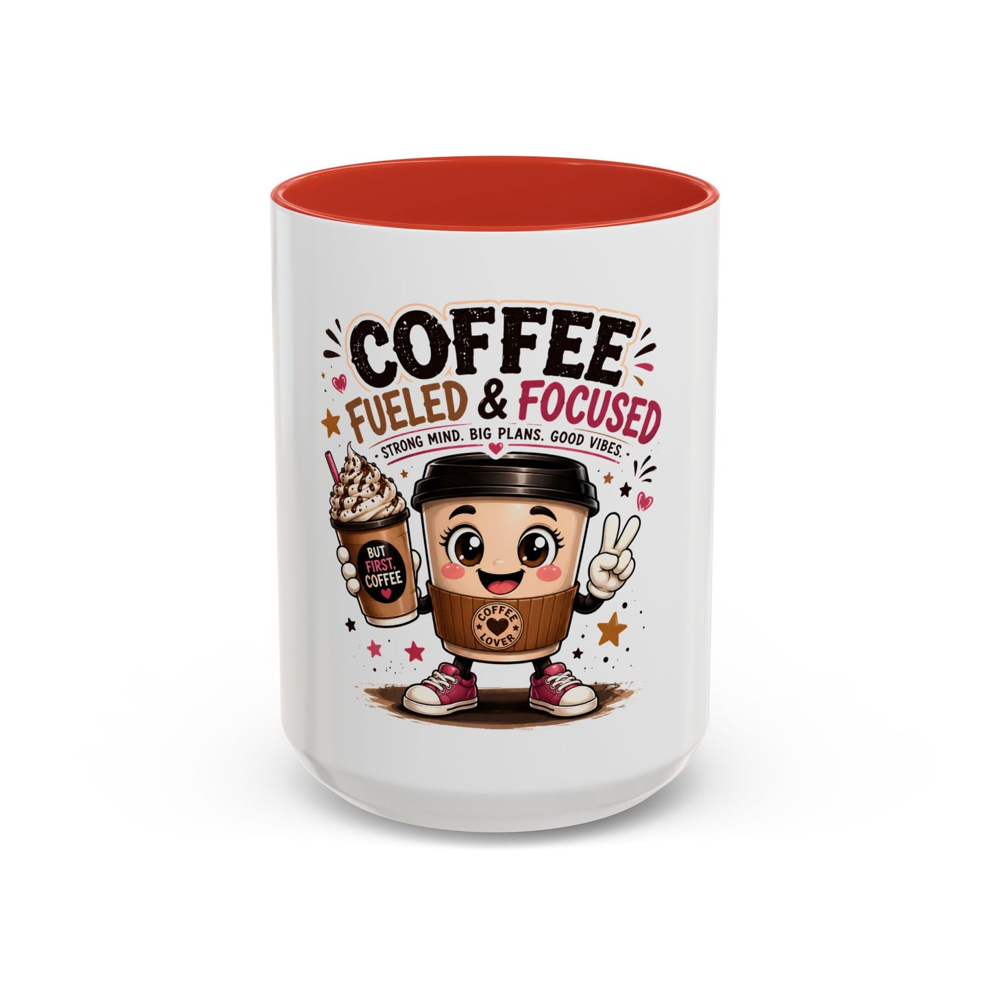 Coffee Fueled & Focused Mug — Cute Cartoon Coffee Cup Gift (11/15oz)