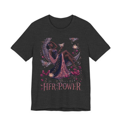 Her Power Tee — Empowering Moon Goddess Women’s Graphic T-Shirt