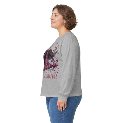 Long Sleeve Tee — 'She Is The Shadow' Gothic Floral Art Shirt