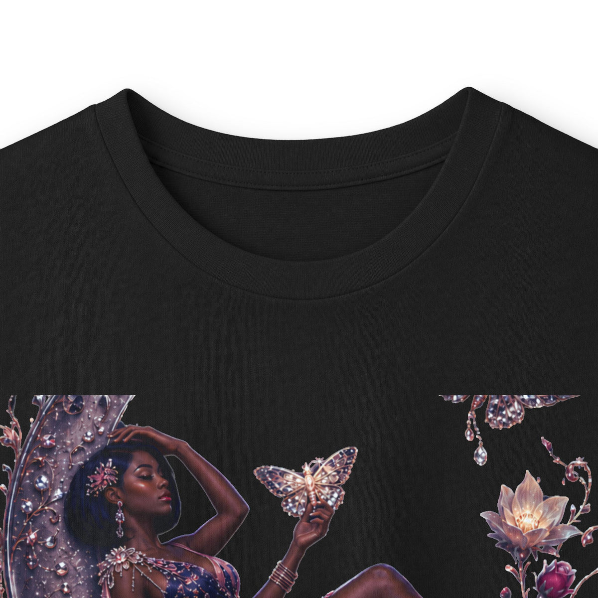 Long Sleeve Tee — 'She Is The Shadow' Gothic Floral Art Shirt