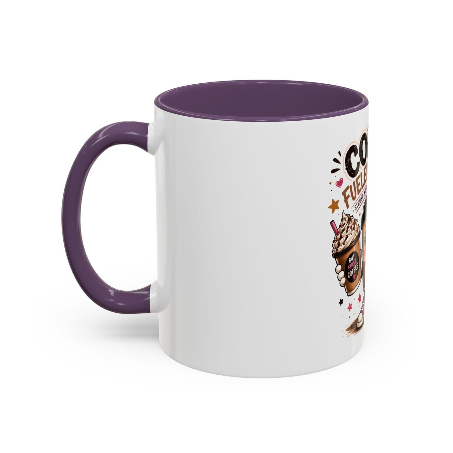 Coffee Fueled & Focused Mug — Cute Cartoon Coffee Cup Gift (11/15oz)