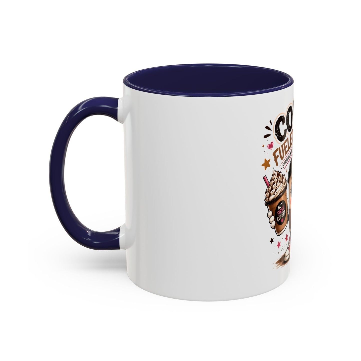 Coffee Fueled & Focused Mug — Cute Cartoon Coffee Cup Gift (11/15oz)