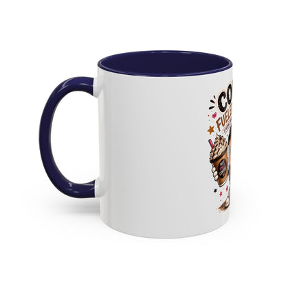Coffee Fueled & Focused Mug — Cute Cartoon Coffee Cup Gift (11/15oz)