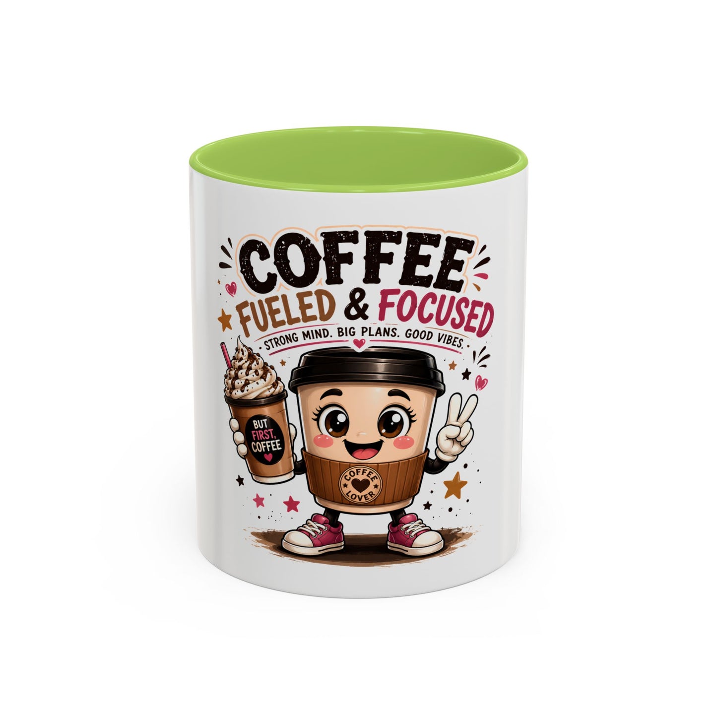 Coffee Fueled & Focused Mug — Cute Cartoon Coffee Cup Gift (11/15oz)