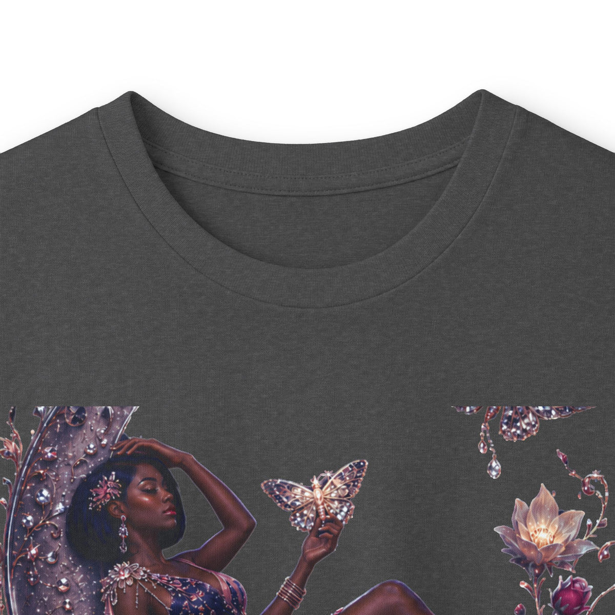 Long Sleeve Tee — 'She Is The Shadow' Gothic Floral Art Shirt
