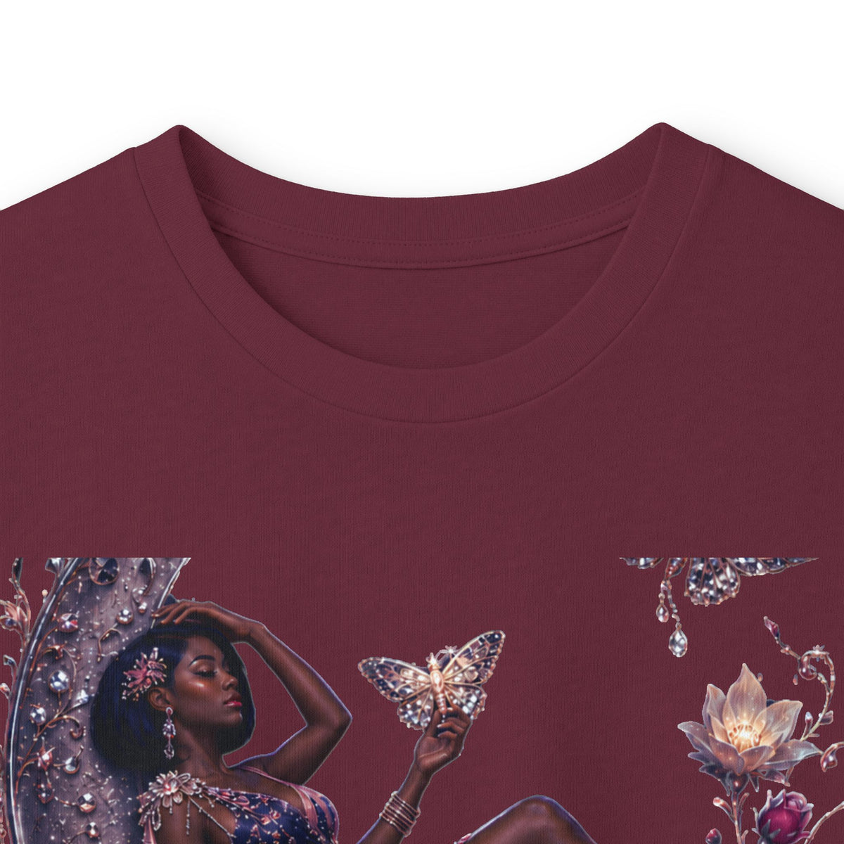 Long Sleeve Tee — 'She Is The Shadow' Gothic Floral Art Shirt