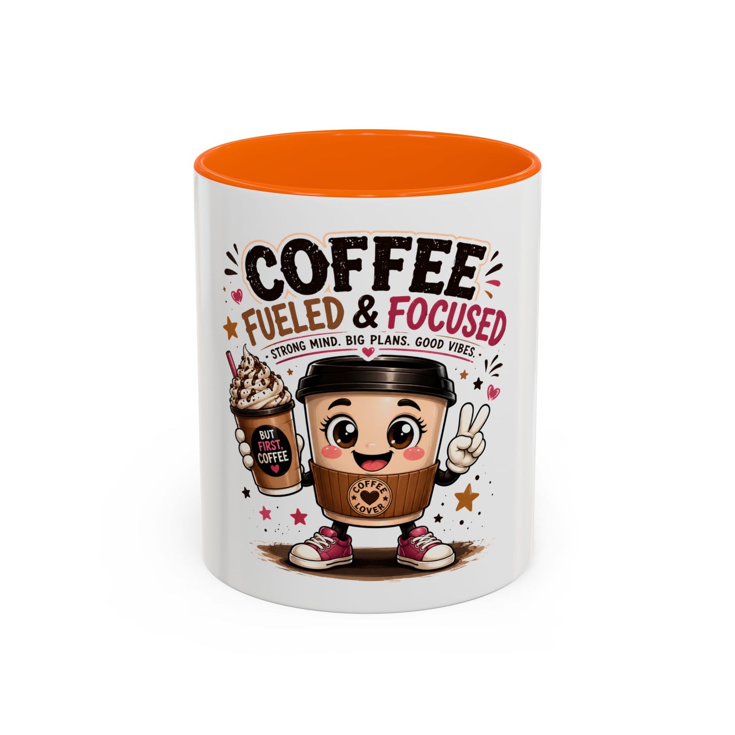Coffee Fueled & Focused Mug — Cute Cartoon Coffee Cup Gift (11/15oz)