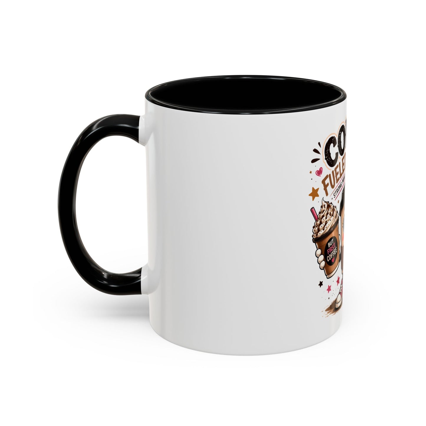 Coffee Fueled & Focused Mug — Cute Cartoon Coffee Cup Gift (11/15oz)