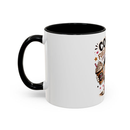 Coffee Fueled & Focused Mug — Cute Cartoon Coffee Cup Gift (11/15oz)