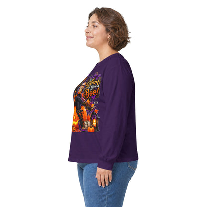 Halloween Witch Pumpkin Long Sleeve Tee — "Glam to Give a Boo!" Graphic Shirt