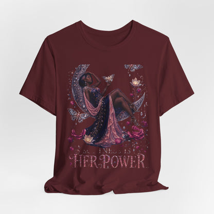 Her Power Tee — Empowering Moon Goddess Women’s Graphic T-Shirt