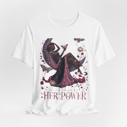 Her Power Tee — Empowering Moon Goddess Women’s Graphic T-Shirt